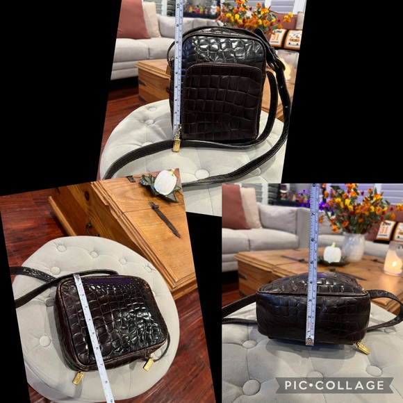 Enzo Angiolini Vintage Croc Embossed Distressed Genuine Leather Crossbody - Picture 16 of 17